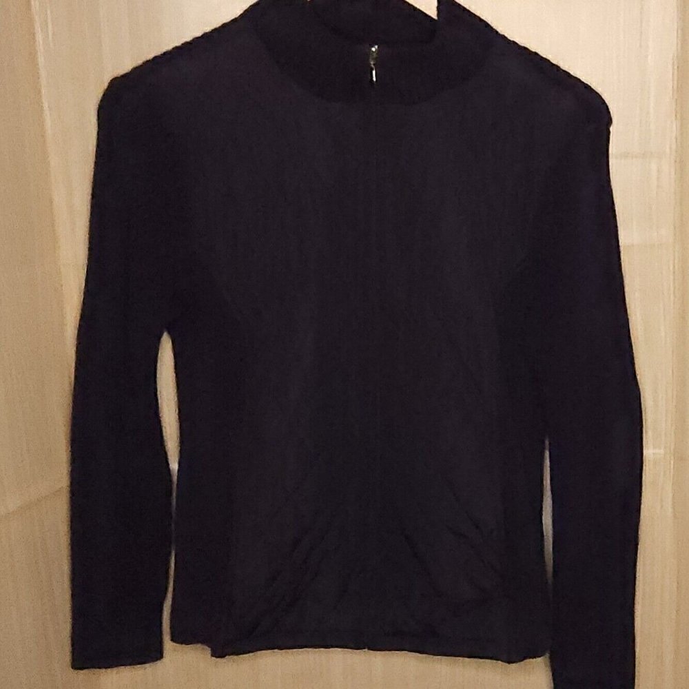 Croft & Barrow Purple Quilted Full Zip Sweater Medium